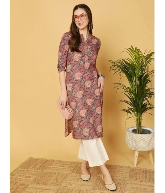 Antaran Cotton Printed Straight Womens Kurti - Grey ( Pack of 1 ) - None