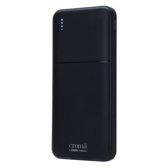 Croma 10000 mAh 22.5W Fast Charging Power Bank (2 Type A and 1 Type C Ports, Multi Layer Protection, Black)