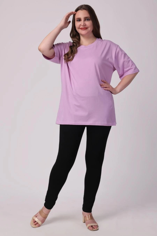 Womens Lavender Plain Oversized Drop Shoulder T-Shirt-M / Lavender