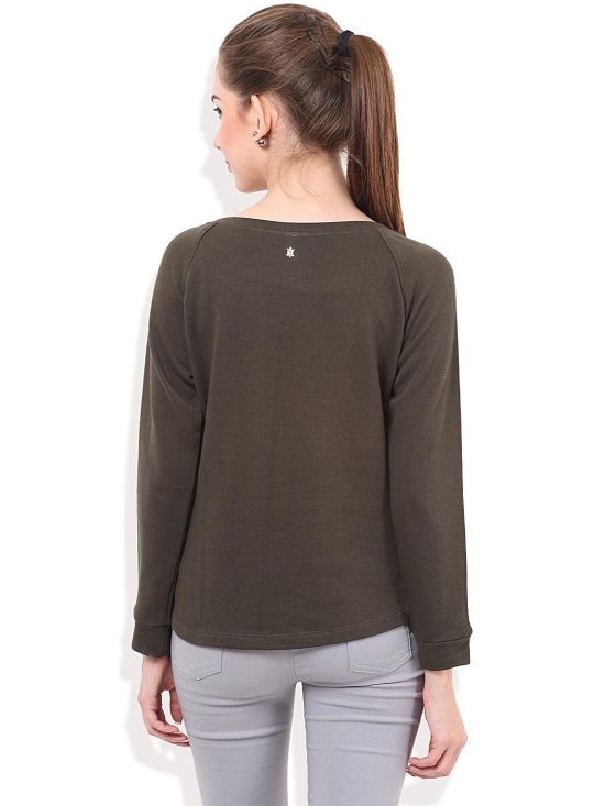 PORSORTE Hand work/lacy/ embroidered Sweat shirt-M / OLIVE