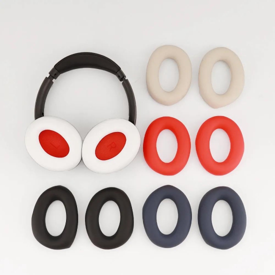 1 Pair For 1MORE SonoFlow Wireless Bluetooth Headphone Earpad Silicone Sleeve Soft Cushion-Red