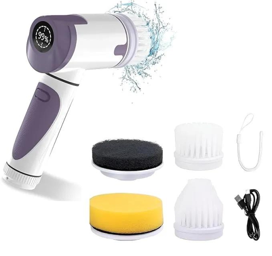 Roll over image to zoom in VODIQ Electric Spin Scrubber, Electric Cleaning Brush Scrubber with 4 Replaceable Cleaning Heads| Handheld Electric Power Shower| Rechargeable| Cleaning Bathroom Kitche