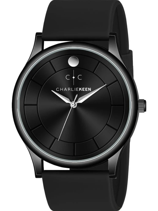 CHARLIEKEEN Black Silicon Analog Mens Watch