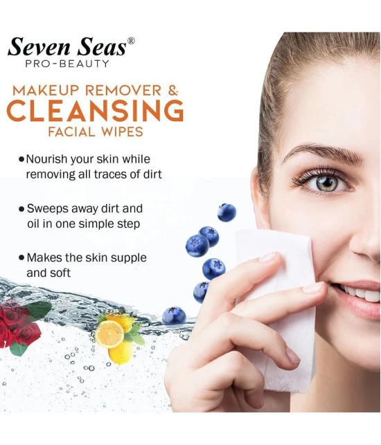 Seven Seas Makeup Remover & Cleansing Facial Wipes Pack Of 03(Lemon,Rose,Blueberry)