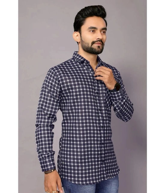 Anand Cotton Blend Regular Fit Checks Full Sleeves Mens Casual Shirt - Blue ( Pack of 1 ) - None