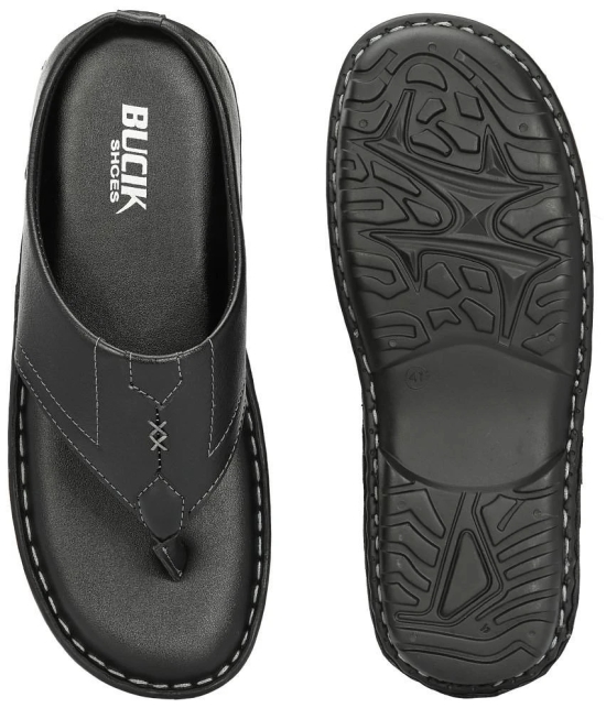 Bucik BLACK Mens Leather Slipper - None