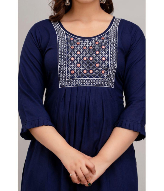 Kapadia - Navy Straight Rayon Women''s Stitched Salwar Suit ( Pack of 1 ) - None