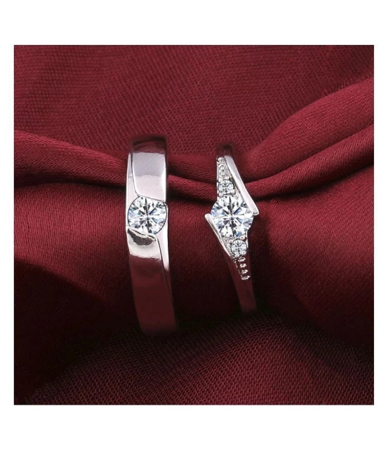 SILVERSHINE silverplated Gorgeous Diamond His and Her Adjustable Proposal Diamond Couple Ring for Men and Women Jewellery - None