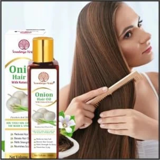 SOUNDARYA HERBS Onion Hair Oil - 200ml | Natural Hair Growth and Scalp Nourishment | Sulfate-Free (Onion)