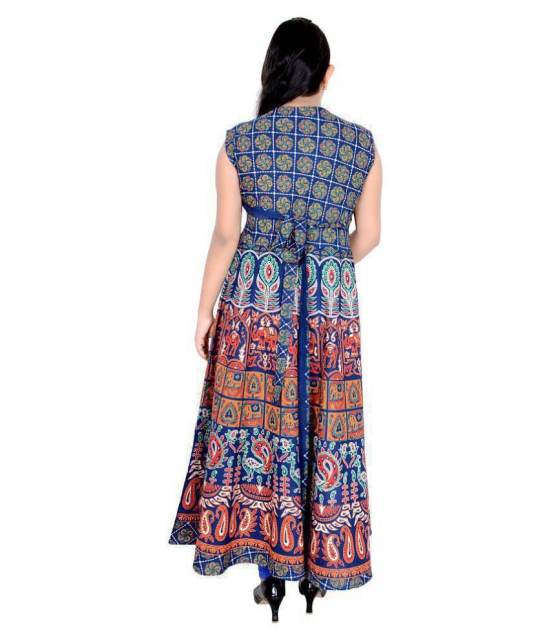 Sttoffa - Blue Cotton Women's Flared Kurti - M