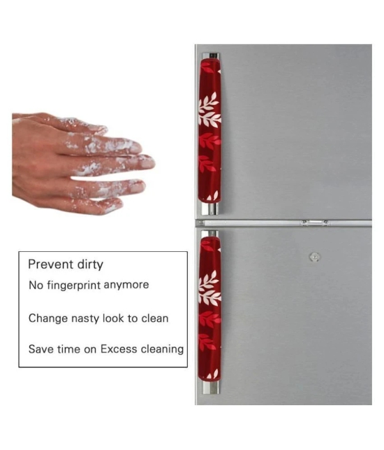 E-Retailer Set of 2 Polyester Maroon Fridge Handle Cover - Maroon