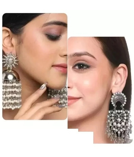 Samridhi DC Silver Drop Earrings ( Pack of 2 ) - Silver