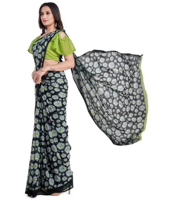 Sitanjali Green Georgette Saree - Single - Green