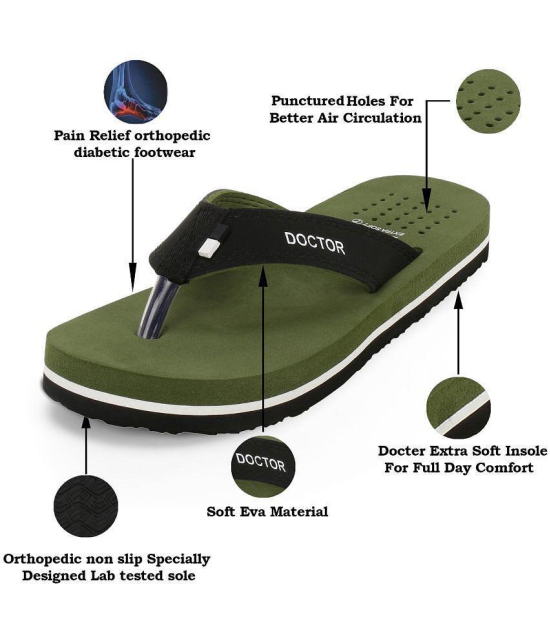 DOCTOR EXTRA SOFT - Olive Men's Thong Flip Flop - 7