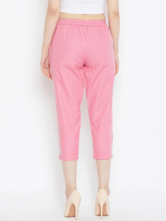 Women Pink Textured Cigarette Trousers