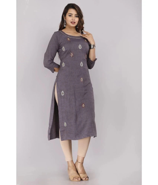 JC4U - Grey Rayon Flex Womens Straight Kurti ( Pack of 1 ) - None