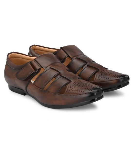 Bucik Brown Synthetic Leather Sandals - None