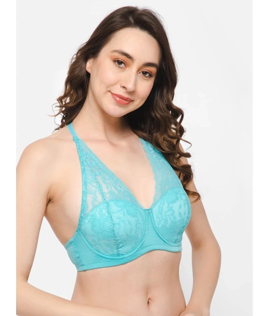 Clovia Blue Lace Heavily Padded Womens Bralette Bra ( Pack of 1 ) - None