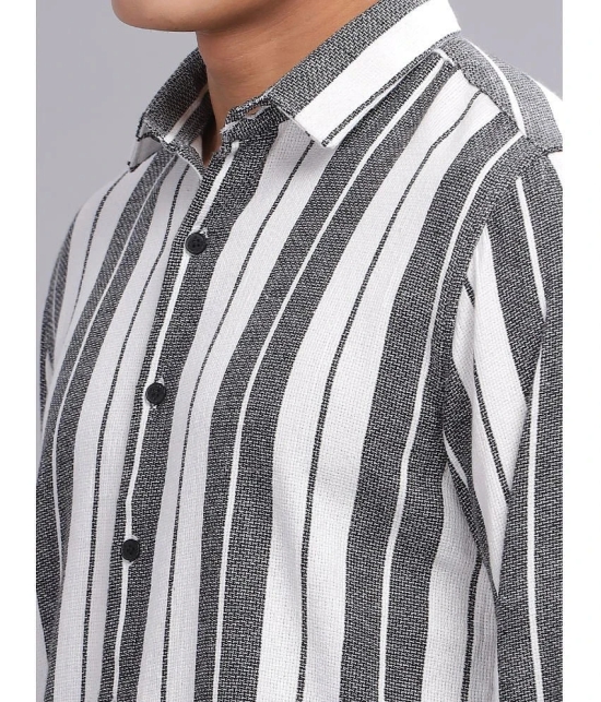 Paul Street 100% Cotton Slim Fit Striped Full Sleeves Mens Casual Shirt - White ( Pack of 1 ) - None