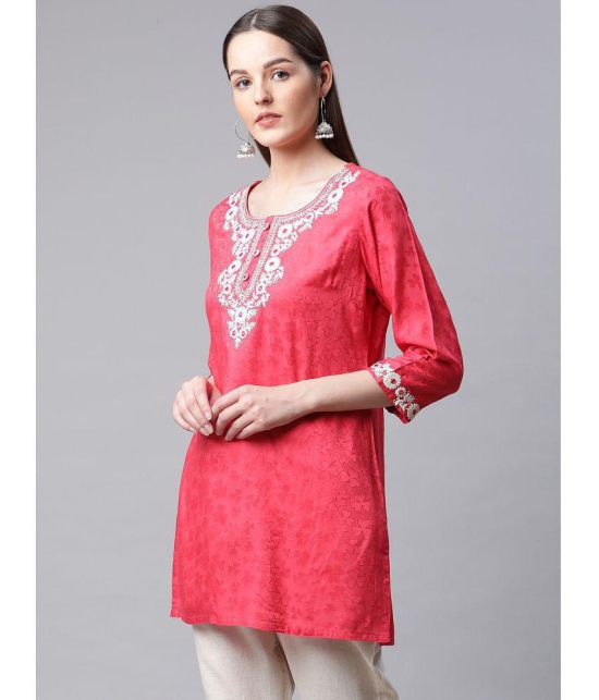 AMIRA'S INDIAN ETHNICWEAR - Pink Polyester Women's Straight Kurti ( Pack of 1 ) - None