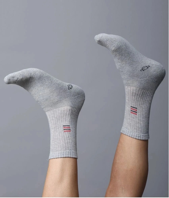 Dollar - Cotton Mens Solid Light Grey Mid Length Socks ( Pack of 3 ) - Light Grey