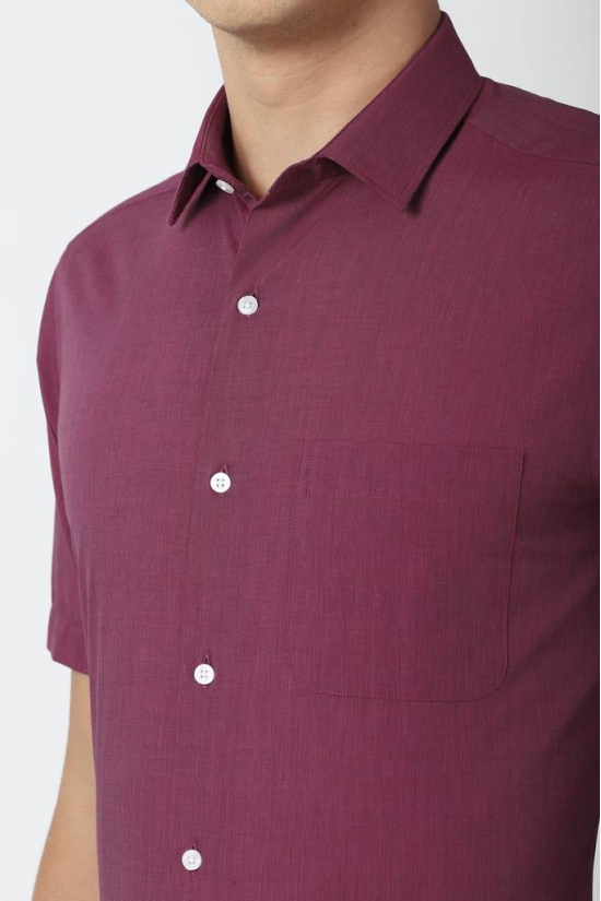 Men Purple Regular Fit Formal Half Sleeves Formal Shirt