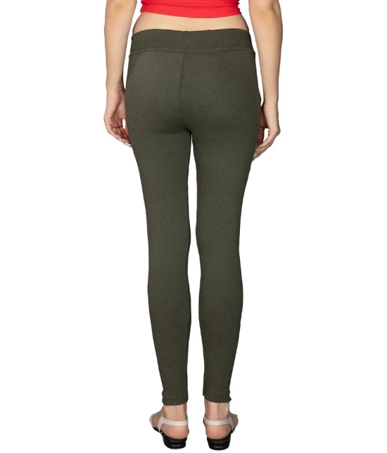 KARARO JEGGINGS - Cotton Blend Skinny Fit Olive Womens Jeggings ( Pack of 2 ) - None