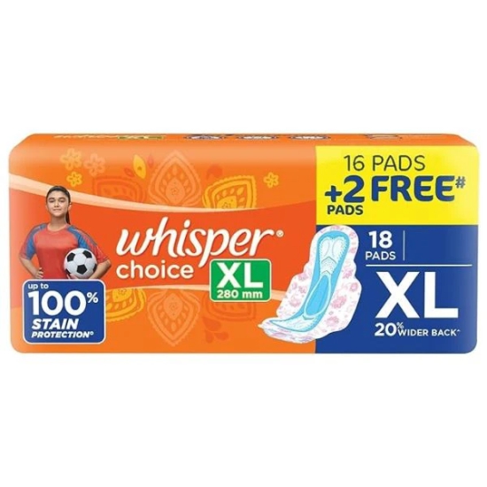 Whisper Choice Sanitary Pads with Wings XL 18 Pads