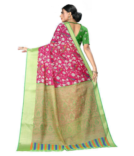 offline selection Pink Polyester Saree