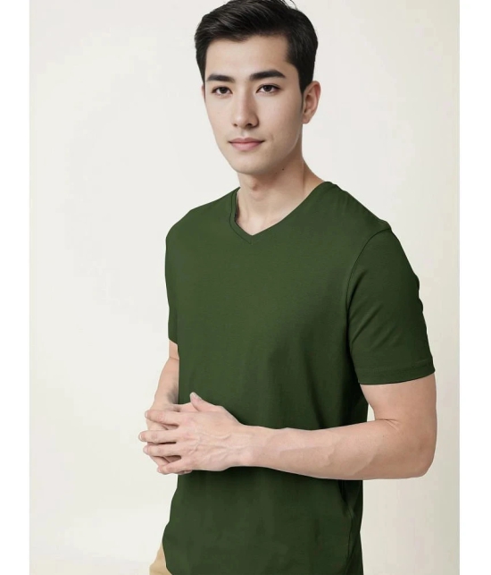 Radprix Cotton Regular Fit Solid Half Sleeves Mens T-Shirt - Dark Green ( Pack of 1 ) - None