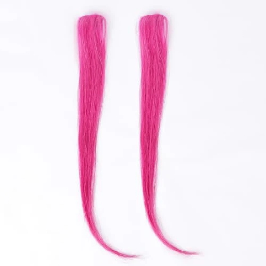 RefynHair Pink Clip-In Hair Extensions | Vibrant Color Streaks/Streax for Fashionable Looks! | Size 18 Inches | Pack of 1(Single Piece)