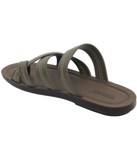 Aerowalk - Olive Mens Leather Slipper - None