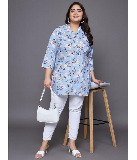 Tissu Cotton Printed Straight Women's Kurti - Blue ( Pack of 1 ) - None