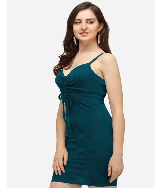 clafoutis Lycra Solid Knee Length Womens Bodycon Dress - Teal ( Pack of 1 ) - None