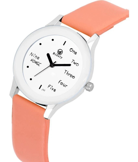 Septem Peach Leather Analog Mens Watch