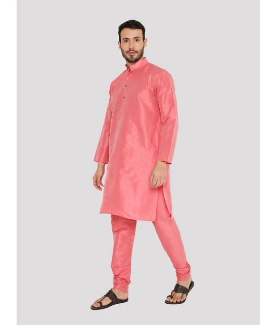 Maharaja - Pink Silk Regular Fit Mens Kurta Pyjama Set ( Pack of 1 ) - None