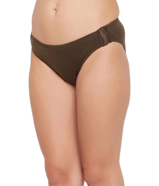 Clovia Pack of 1 Cotton Solid Womens Bikini ( Brown ) - None