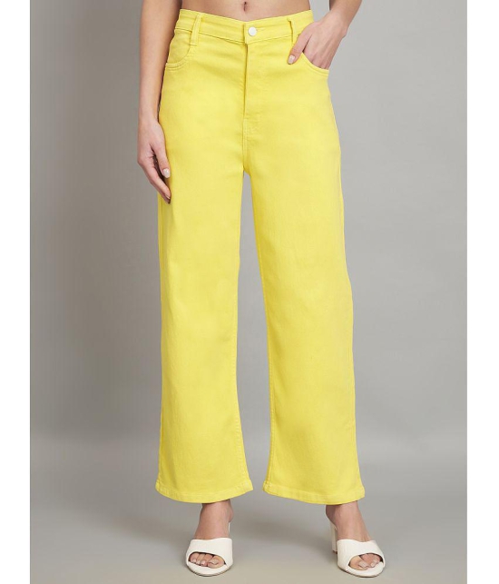 AngelFab - Yellow Denim Flared Women''s Jeans ( Pack of 1 ) - None