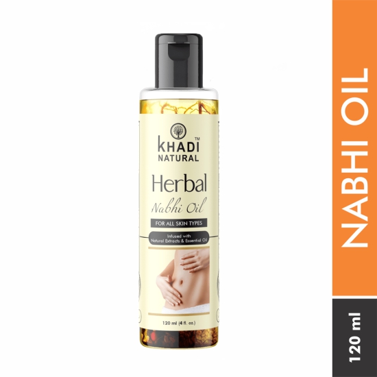 Khadi Natural Nabhi - Oil | 5000 Year Old Kshir Pak Vidhi, Bhringraj & 17 Rare Herbs With 5 Nourishing Oils | No Mineral Oil | 120 ML