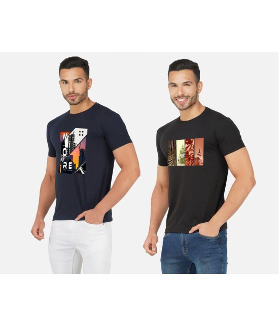 CHOZI Cotton Blend Regular Fit Printed Half Sleeves Mens T-Shirt - Multicolor ( Pack of 2 ) - None