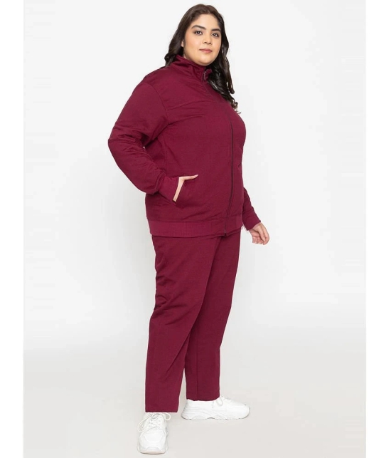 YHA Maroon Fleece Solid Tracksuit - Pack of 1 - None