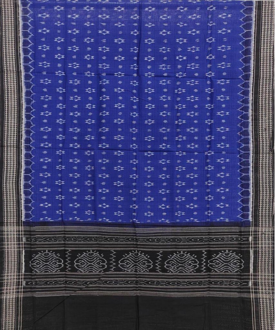 Blue Black Sambalpuri Handwoven Single Ikat Cotton Dupatta