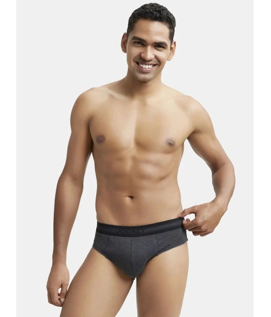 Jockey 1010 Men Super Combed Cotton Solid Brief with Stay Fresh Treatment - Black Melange - None