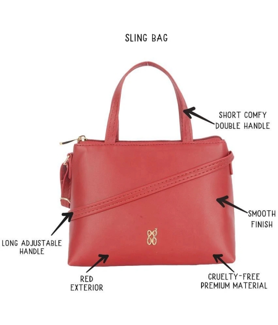 Baggit Red Faux Leather Sling Bag - Red