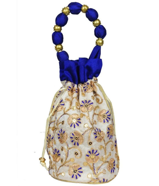 SUNESH CREATION Blue Silk Potli - Blue