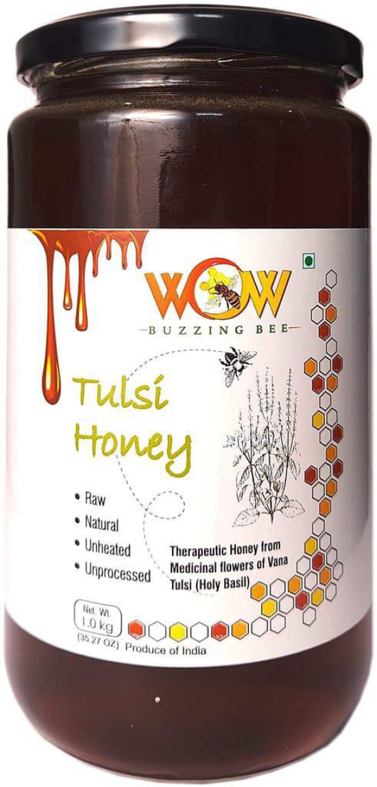 WOW BUZZING BEE - Raw Natural Unprocessed Jamun Forest Flower Honey Pure Natural Ayurvedic Remedy for Weight Loss,Cough and Digestive Disorders (Jamun + Tulsi (1Kg x 2))