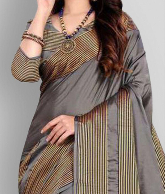 ofline selection - Grey Silk Blend Saree With Blouse Piece ( Pack of 1 ) - Grey