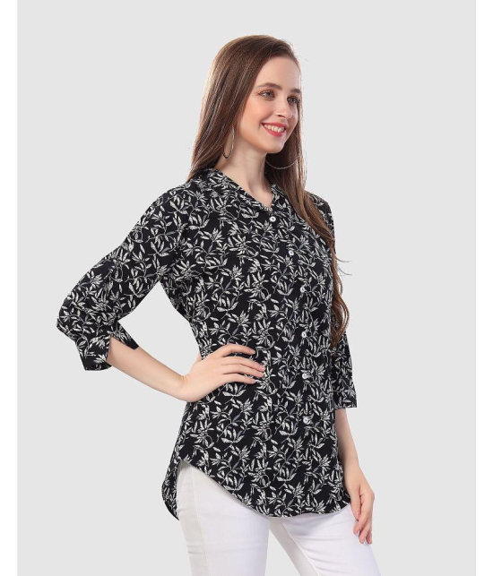 Meher Impex Crepe Printed Shirt Style Women's Kurti - Black ( Pack of 1 ) - None