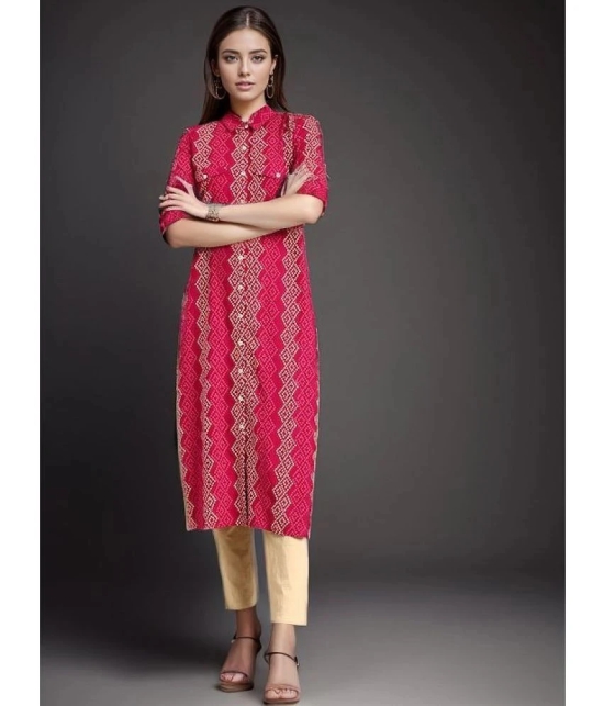 KIPEK Rayon Printed Shirt Style Womens Kurti - Red ( Pack of 1 ) - None