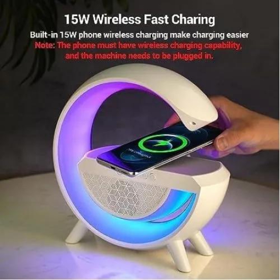 Google Lamp | Bluetooth Speaker | Table Lamp | Wireless Charger for Mobiles | Lamp with FM Radio | RGB Light | for Bedroom, Office, Restaurant, Birthday Gift | Corporate